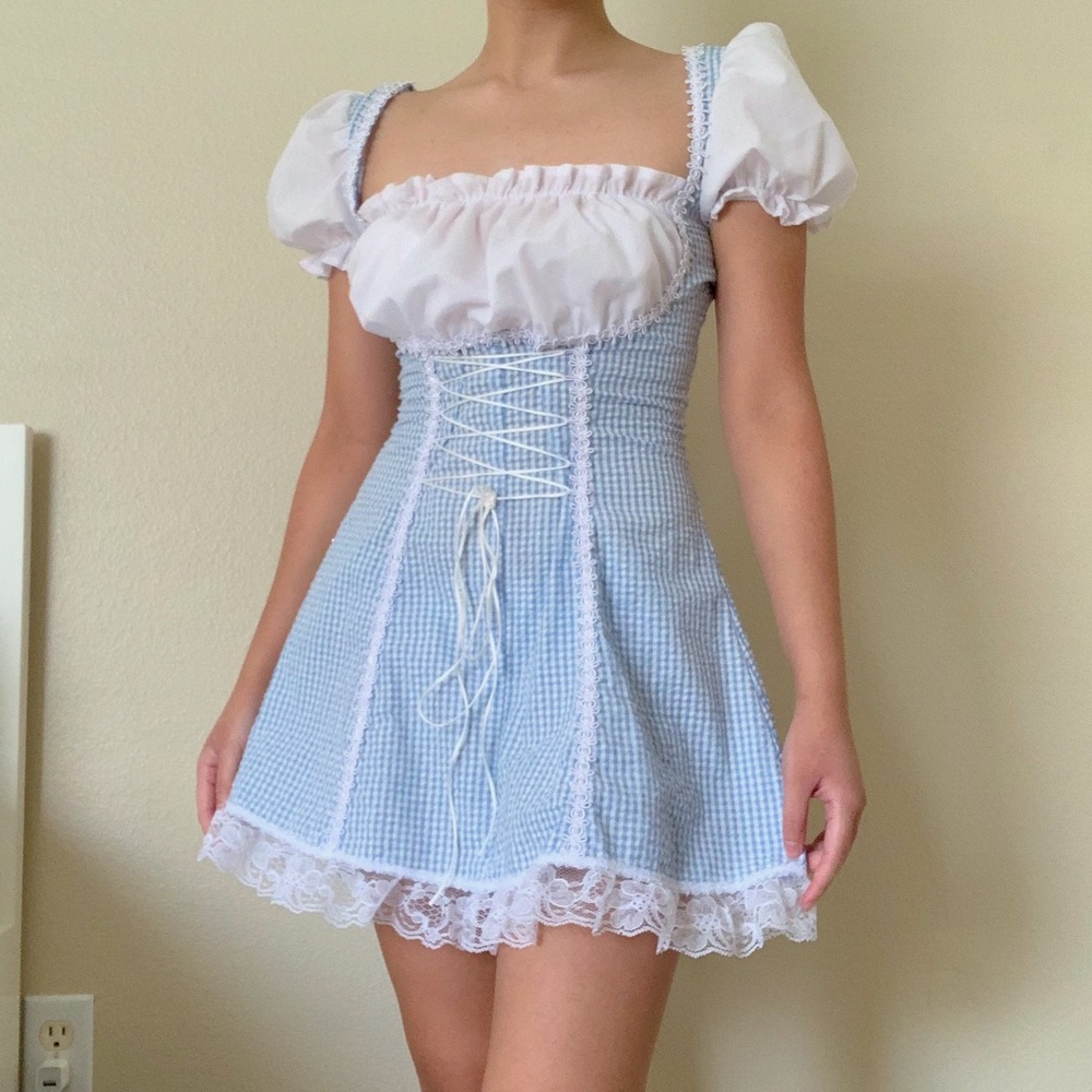 jeannie nitro blue gingham barmaid dress💙🧺